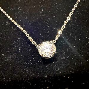 New Moissanite Lab Diamond Necklace solitaire chain pendant 925 sterling silver